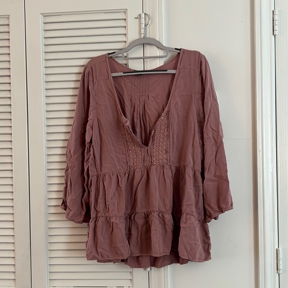 AE Mauve Empire Waist Peasant Top XL 🌸 - Picture 1 of 3